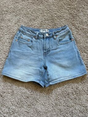 Madden Girl Faded Blue High-Rise Denim Shorts